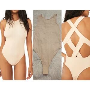 Neutral Nude Sleeveless Bodysuit with Back Straps – Shapewear Style